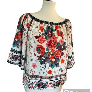 Vivid Floral Gypsy Blouse Top